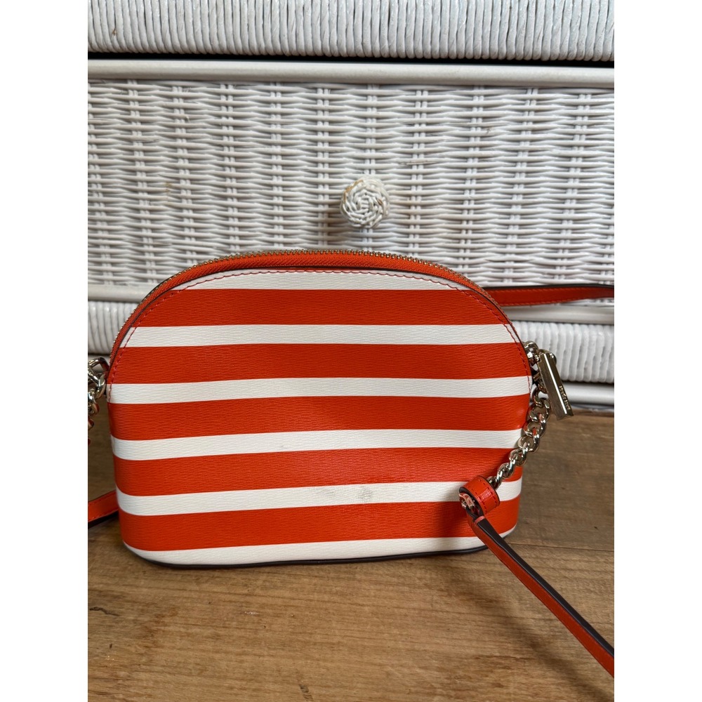 Kate Spade Orange White Striped Dome Crossbody Bag Gold Chain J183 - Picture 4 of 13